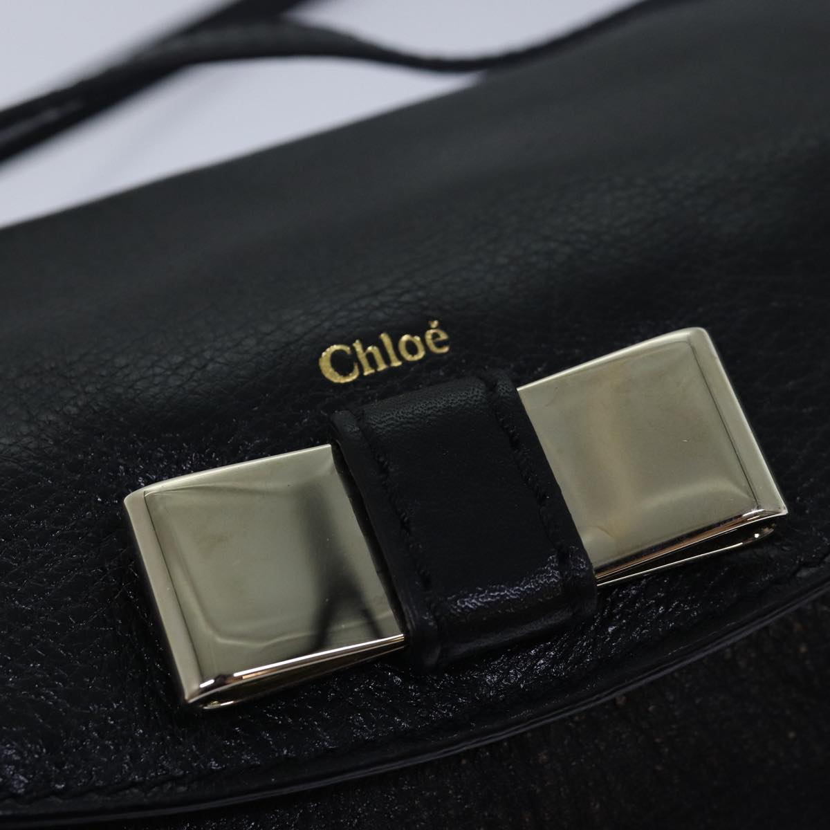 Chloe Lily Hand Bag Leather 2way Black Auth yk13078