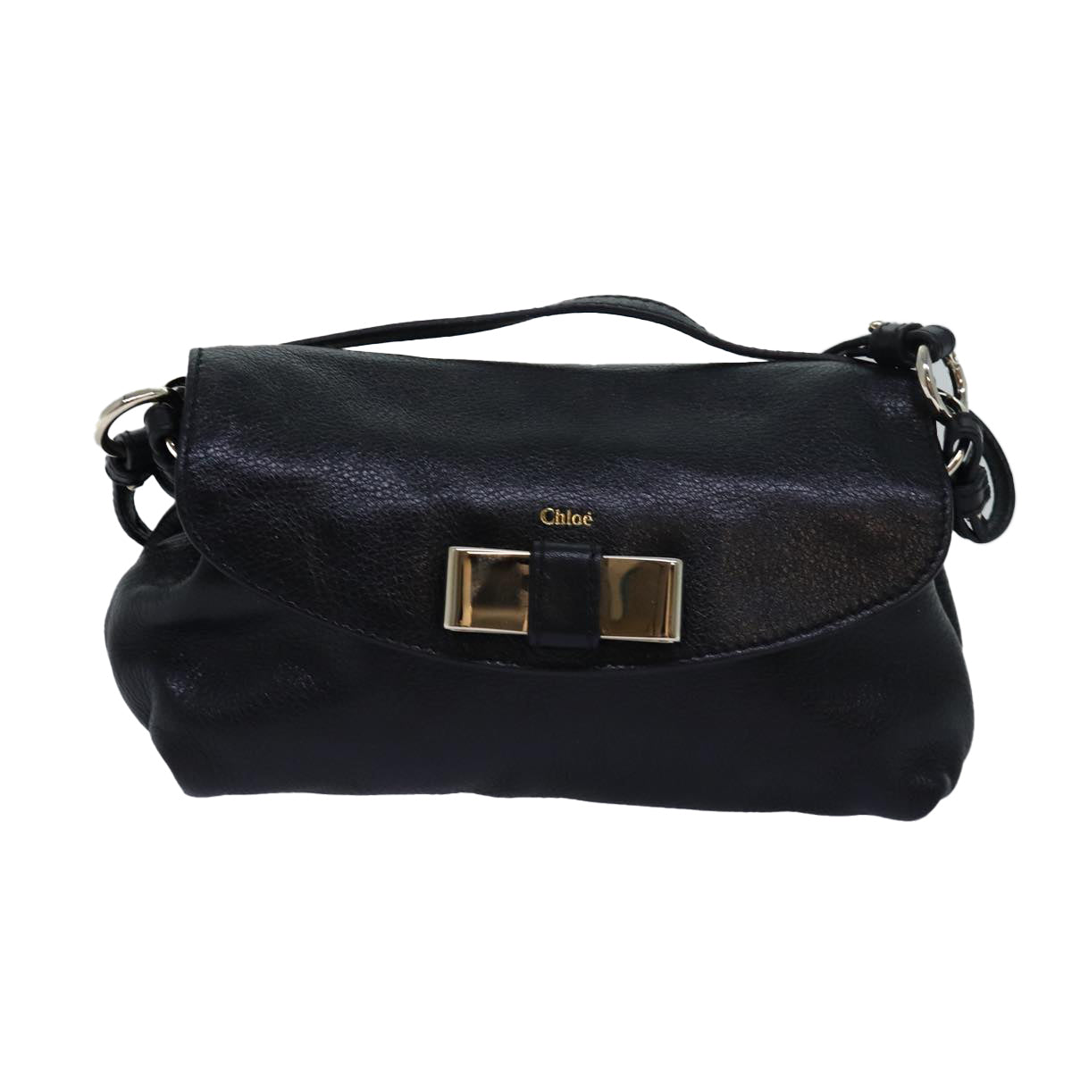 Chloe Lily Hand Bag Leather 2way Black Auth yk13078