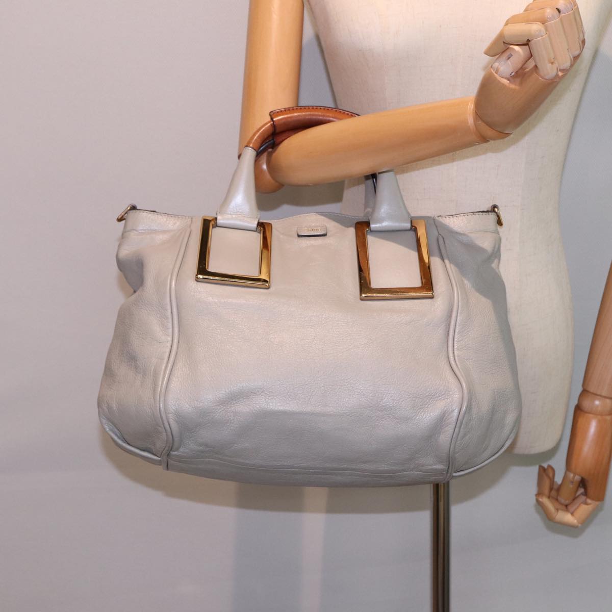 Chloe Etel Hand Bag Leather 2way Gray Auth yk13079