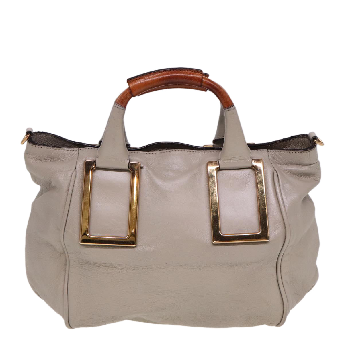 Chloe Etel Hand Bag Leather 2way Gray Auth yk13079