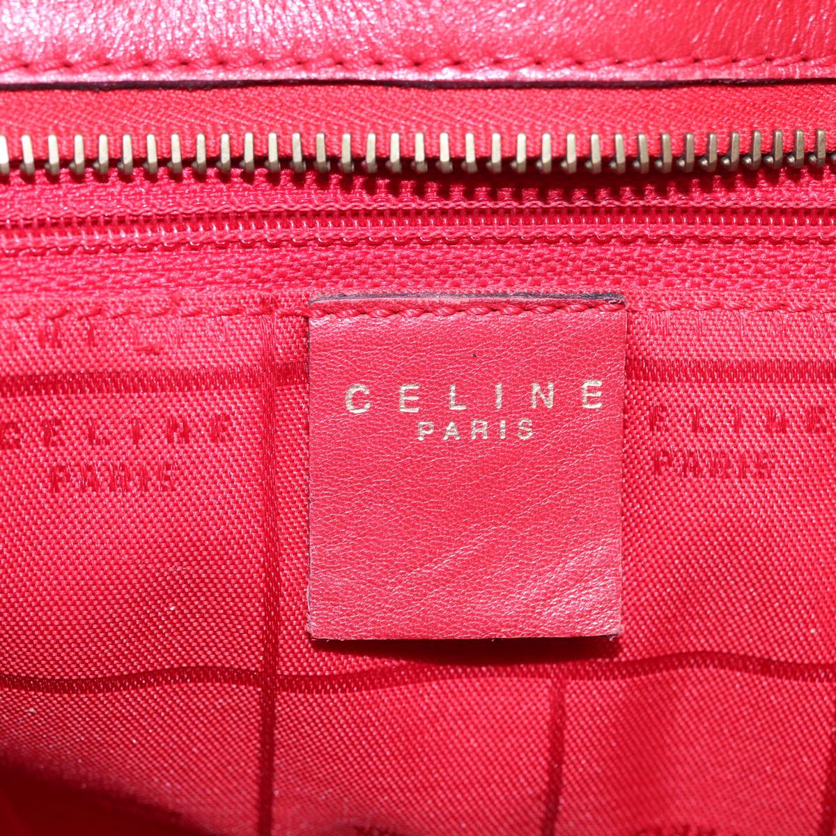 CELINE Hand Bag Leather 2way Red Auth yk13083