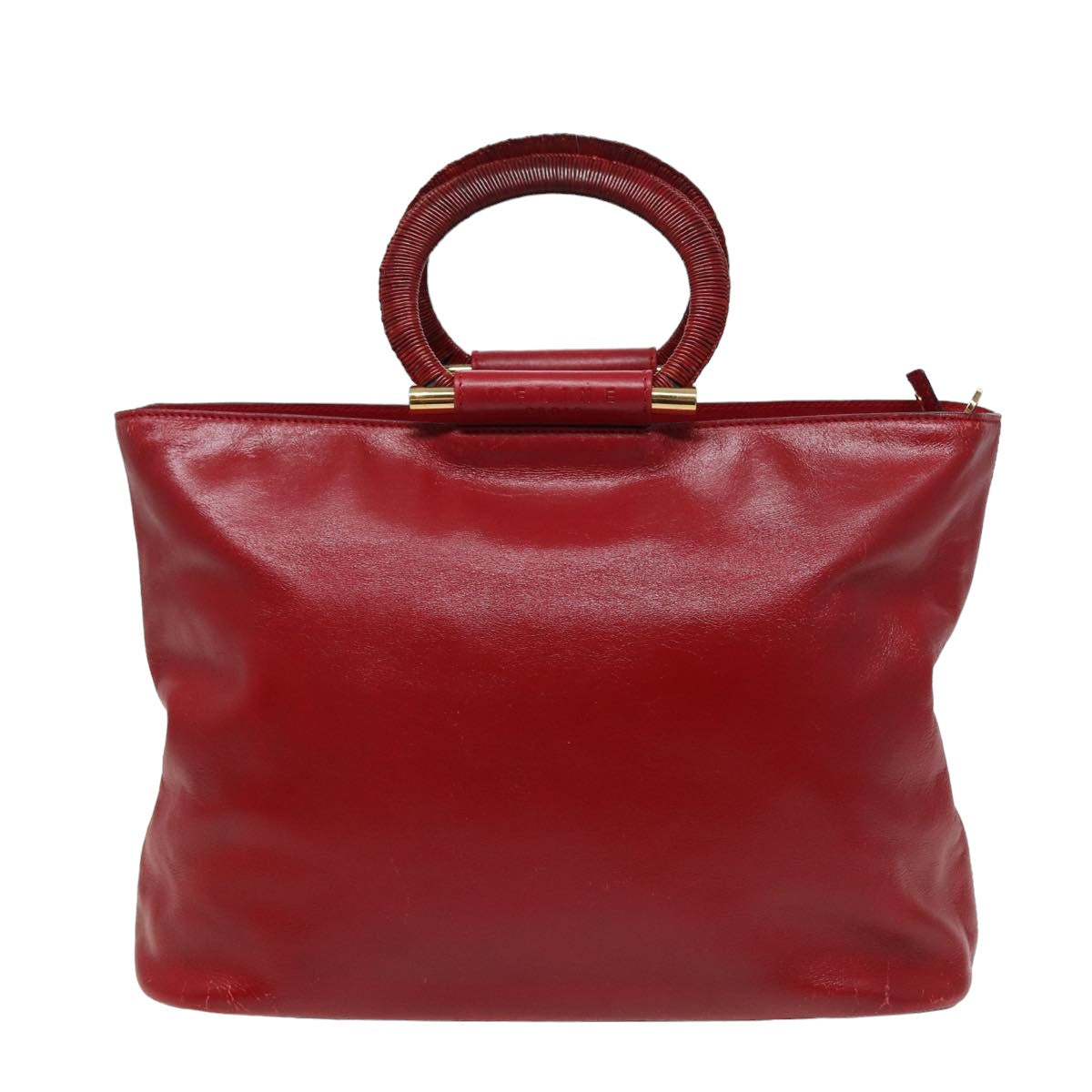 CELINE Hand Bag Leather 2way Red Auth yk13083