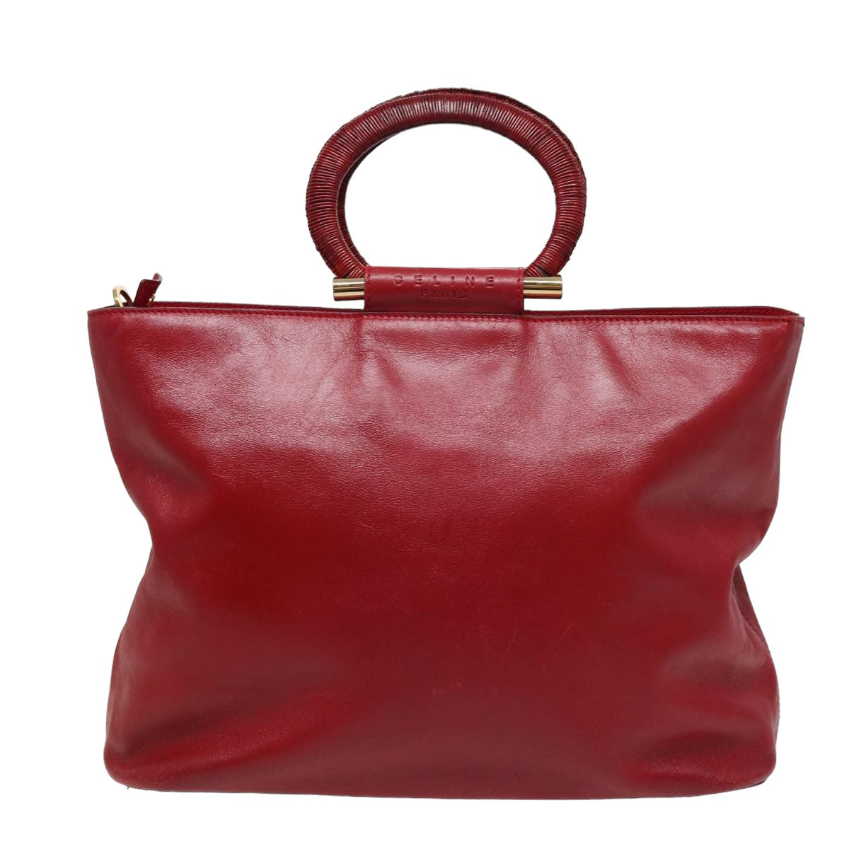 CELINE Hand Bag Leather 2way Red Auth yk13083 - 0