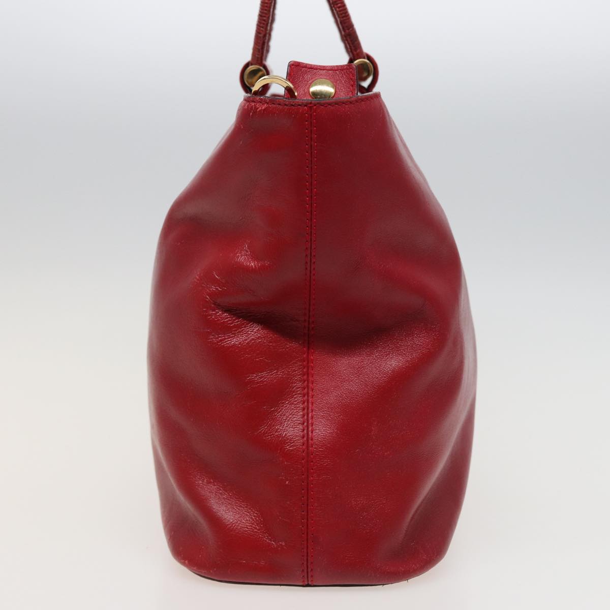 CELINE Hand Bag Leather 2way Red Auth yk13083