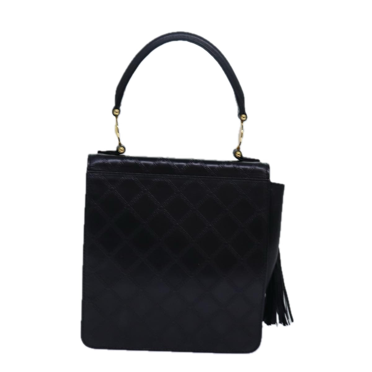 VERSACE Hand Bag Leather Black Auth yk13086 - 0