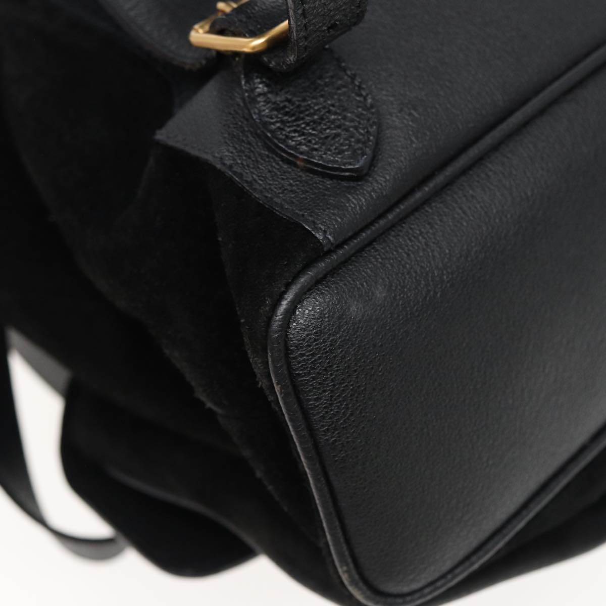 GUCCI Bamboo Shoulder Bag Suede Black 003 2058 0016 Auth yk13089