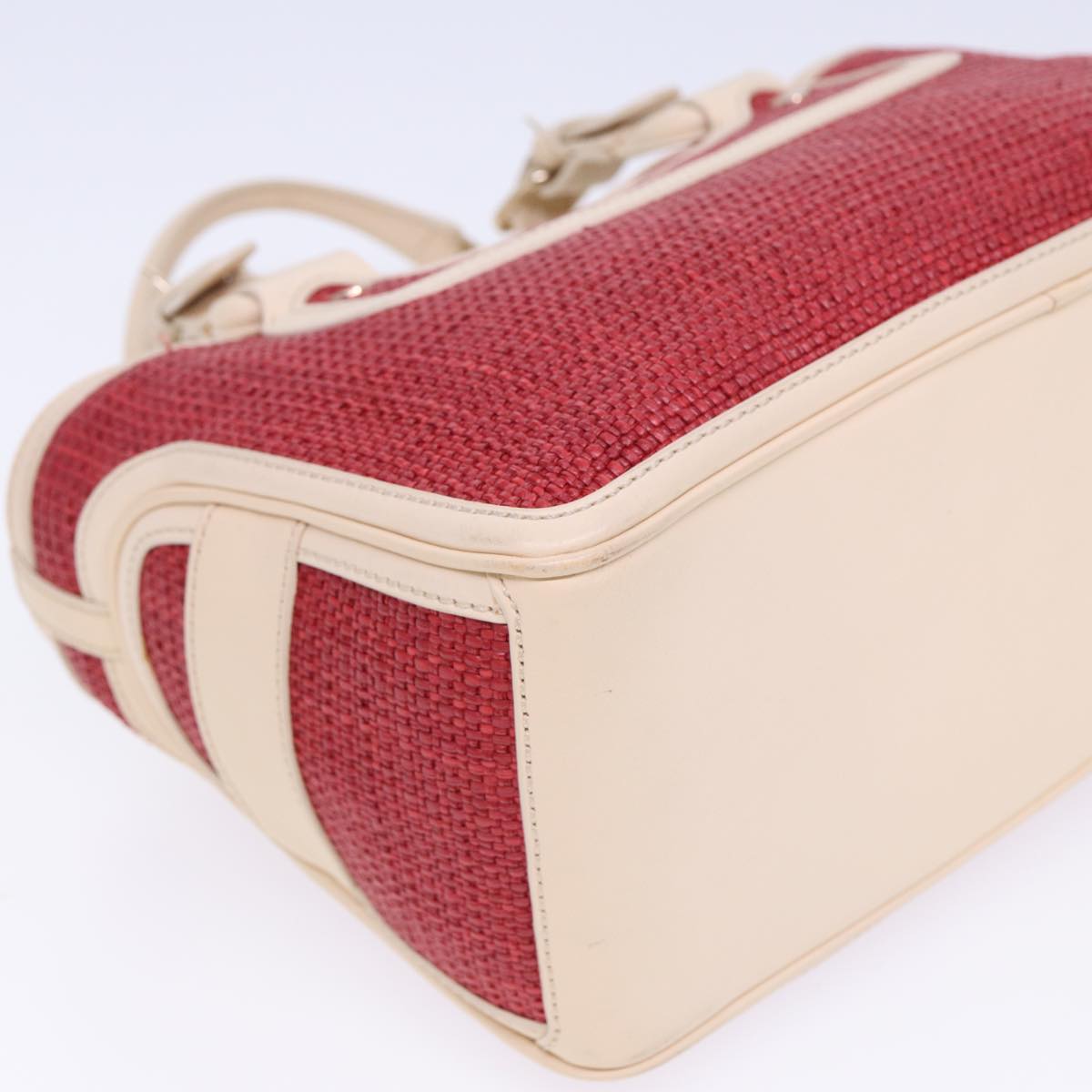 CELINE Boogie bag Hand Bag Straw Red Auth yk13094