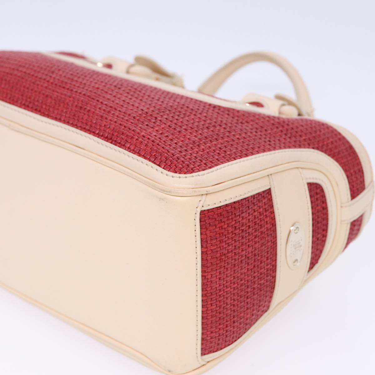 CELINE Boogie bag Hand Bag Straw Red Auth yk13094