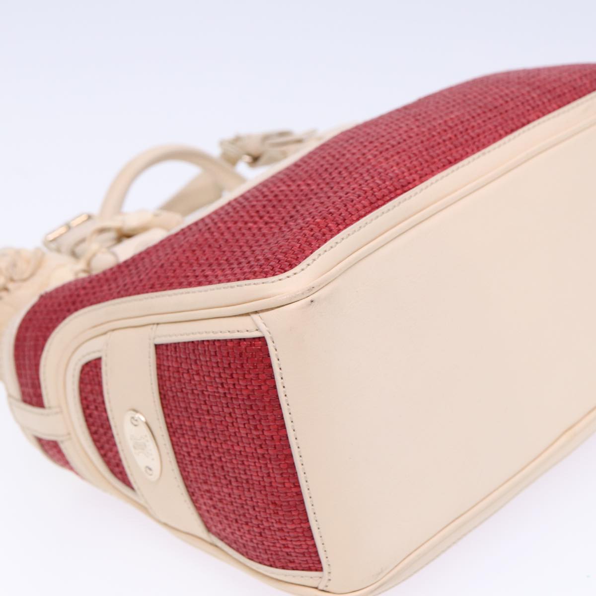 CELINE Boogie bag Hand Bag Straw Red Auth yk13094