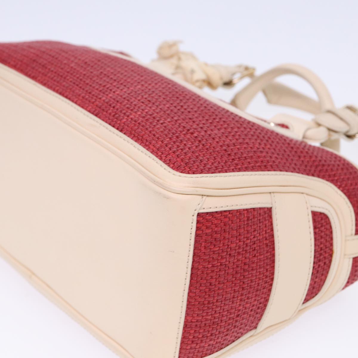 CELINE Boogie bag Hand Bag Straw Red Auth yk13094