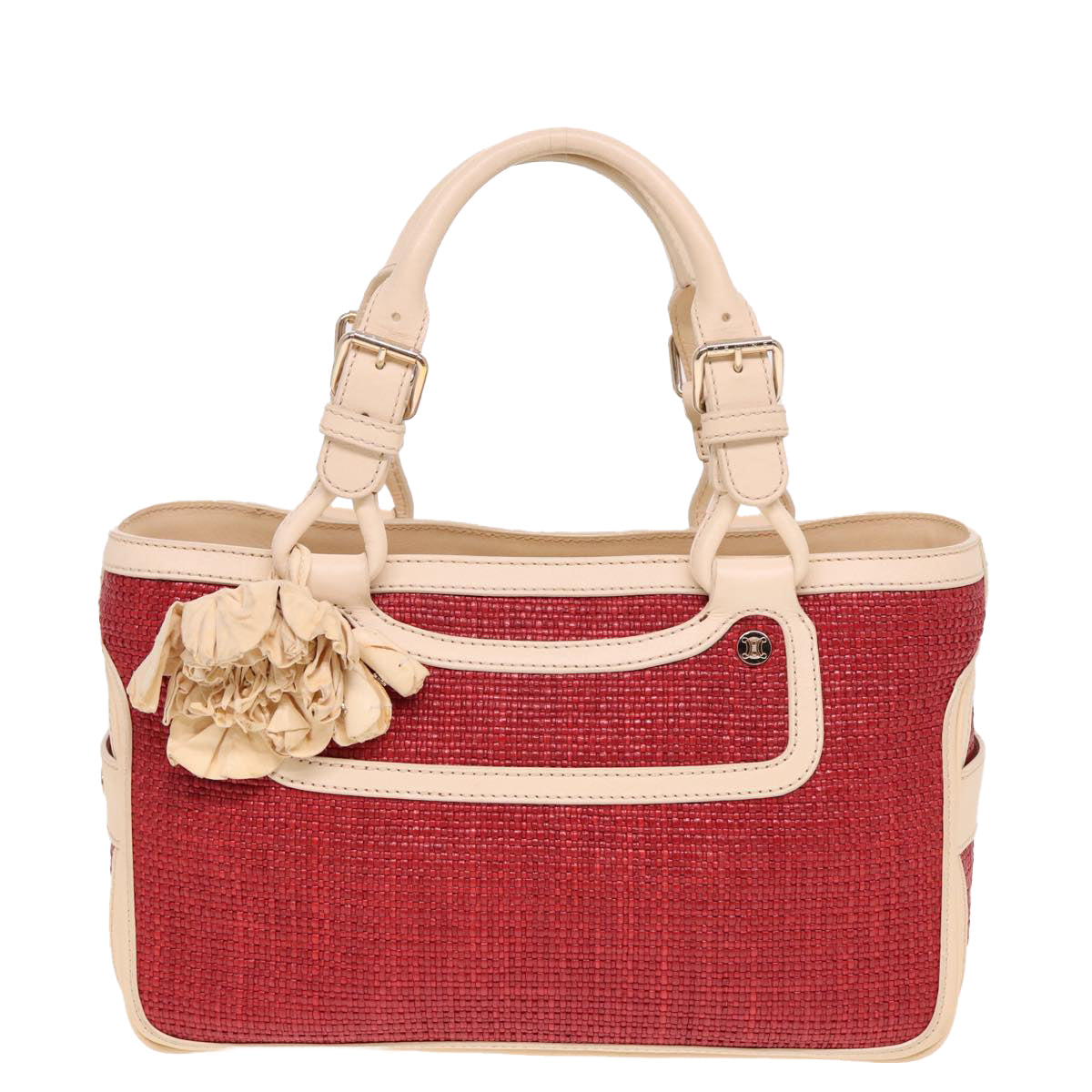 CELINE Boogie bag Hand Bag Straw Red Auth yk13094 - 0