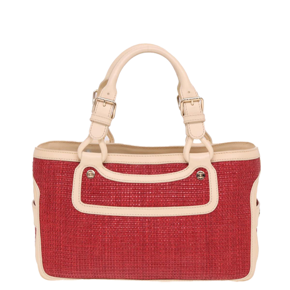 CELINE Boogie bag Hand Bag Straw Red Auth yk13094