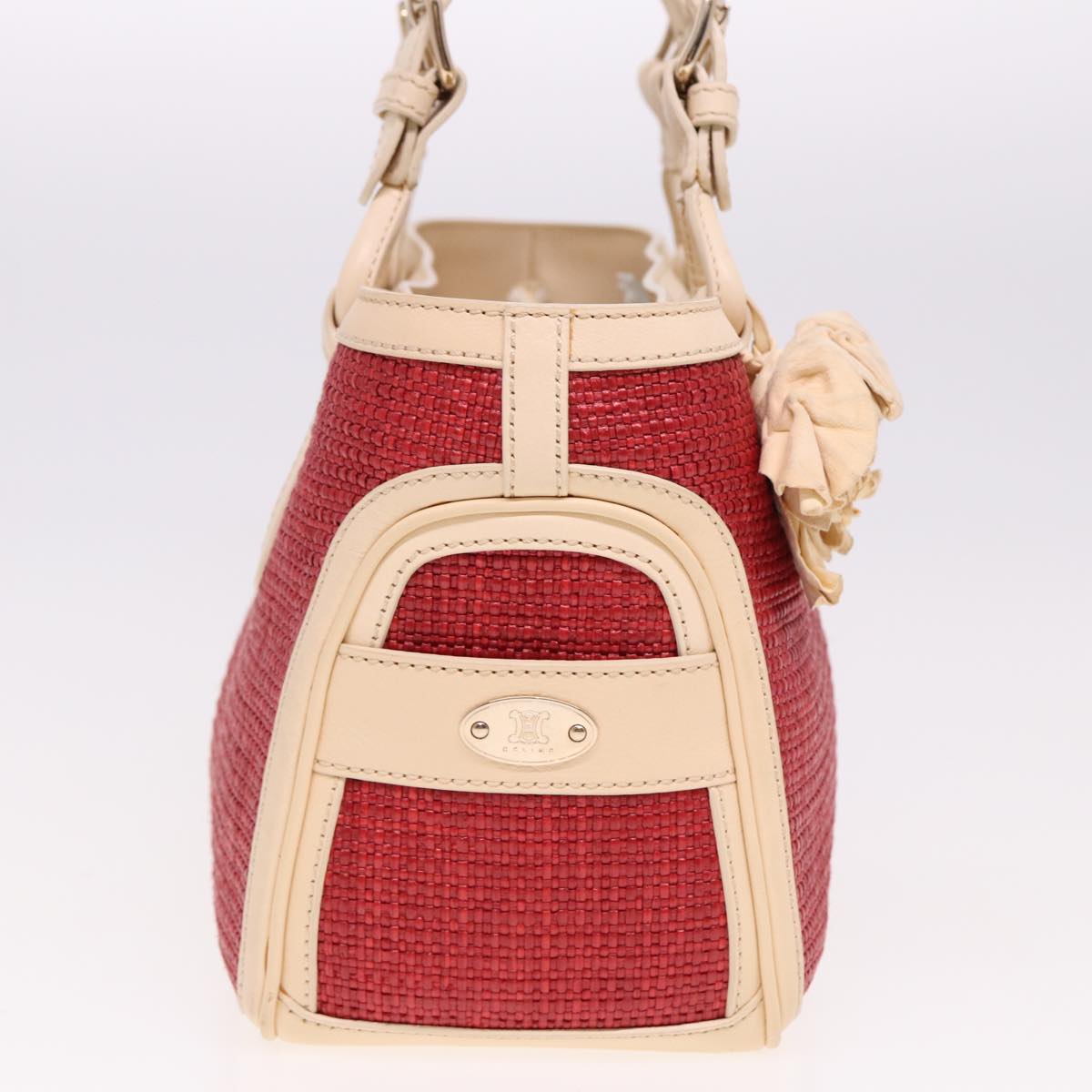 CELINE Boogie bag Hand Bag Straw Red Auth yk13094