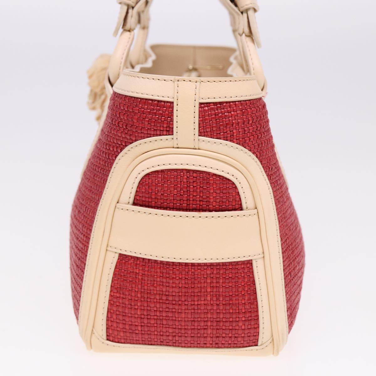 CELINE Boogie bag Hand Bag Straw Red Auth yk13094