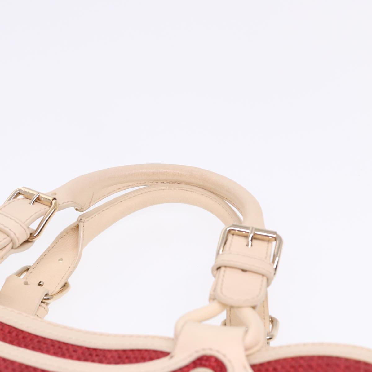 CELINE Boogie bag Hand Bag Straw Red Auth yk13094