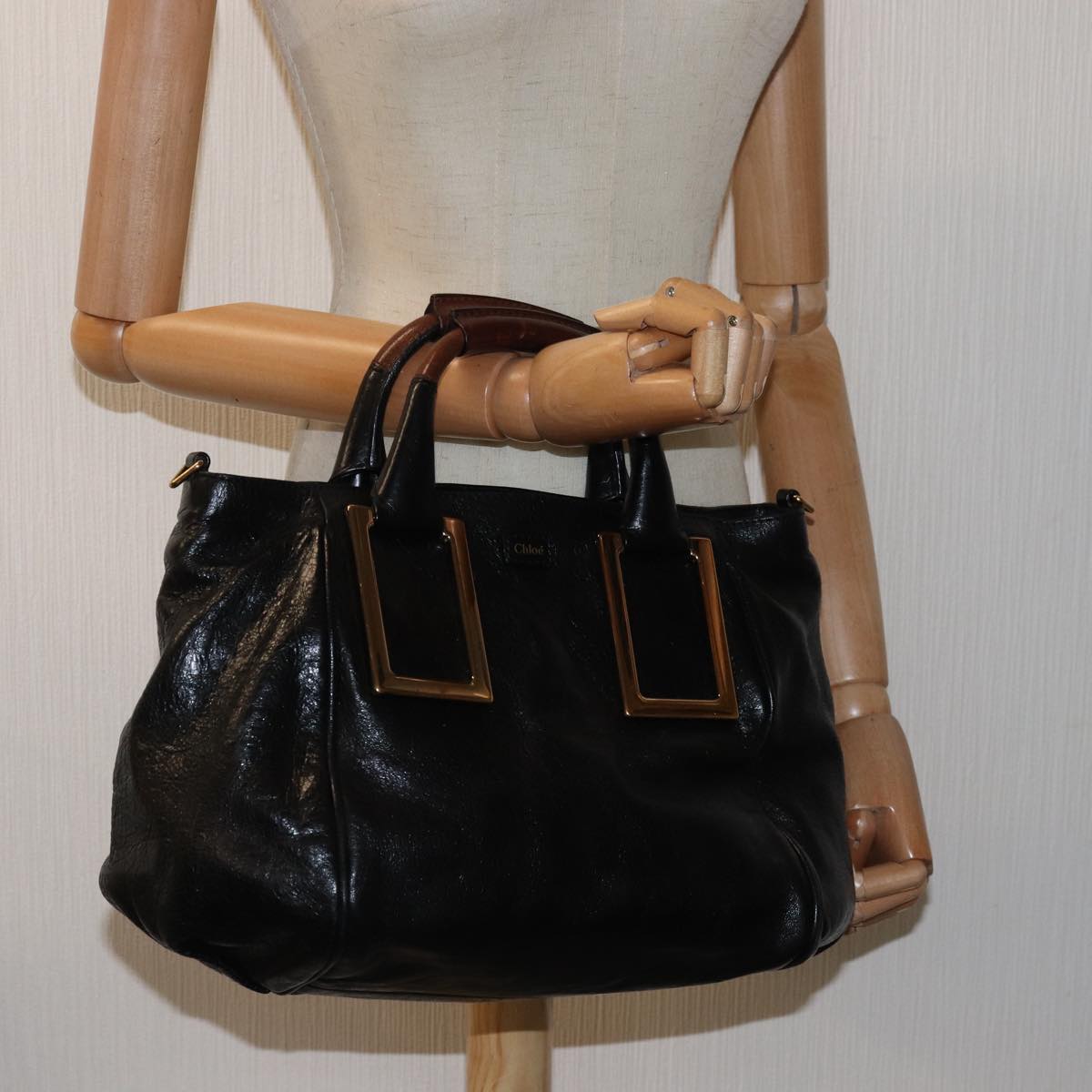 Chloe Etel Hand Bag Leather 2way Black Auth yk13096