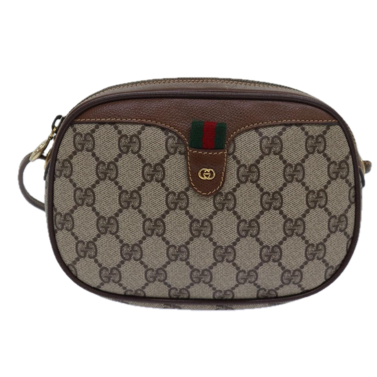 GUCCI GG Supreme Web Sherry Line Shoulder Bag PVC Beige 007 754 Auth yk13102 - 0