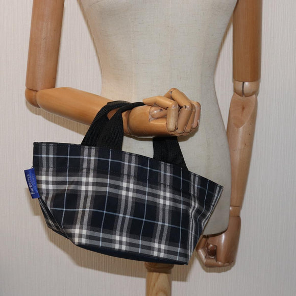 Burberrys Nova Check Blue Label Hand Bag Nylon Navy Auth yk13111