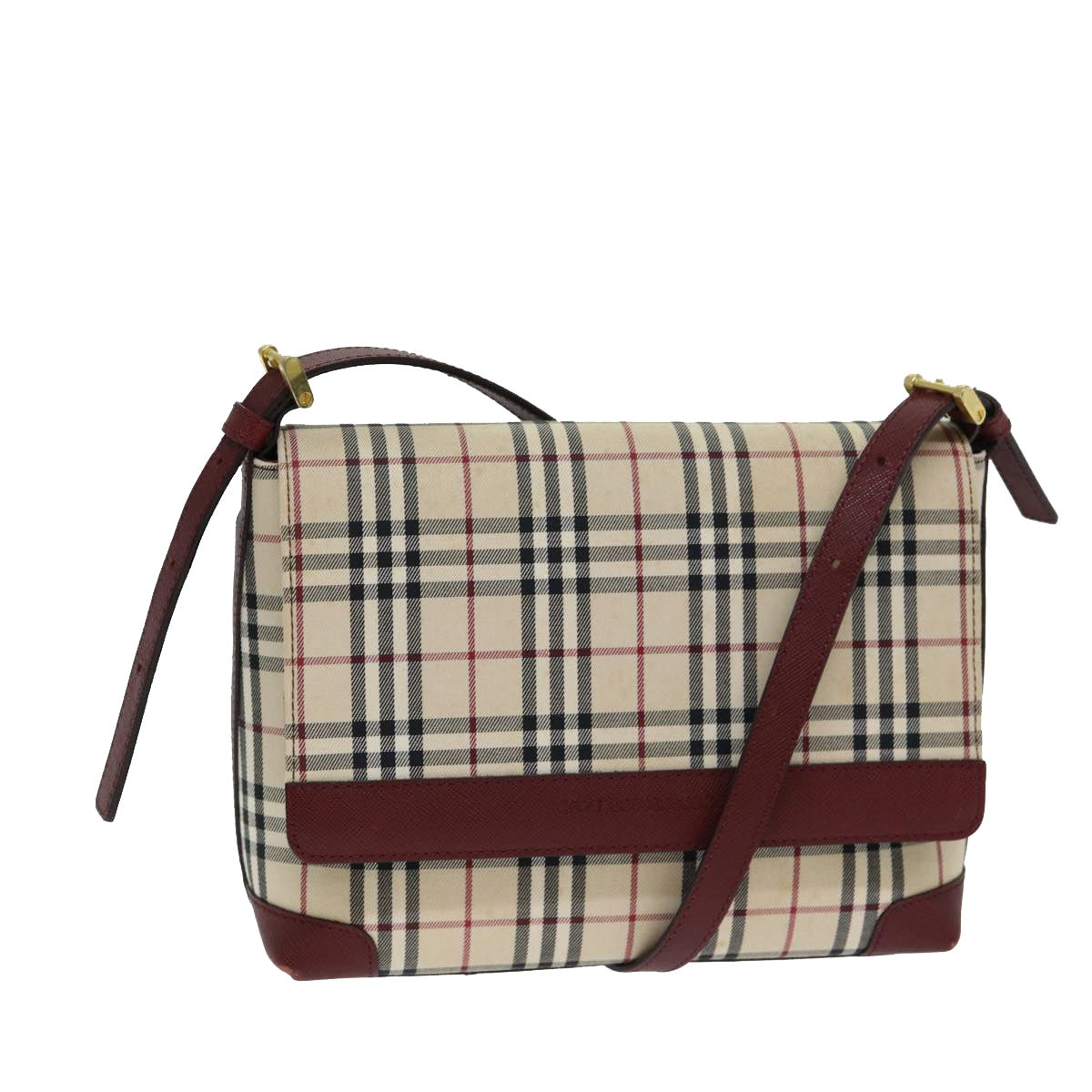 BURBERRY Nova Check Shoulder Bag Canvas Beige Auth yk13163