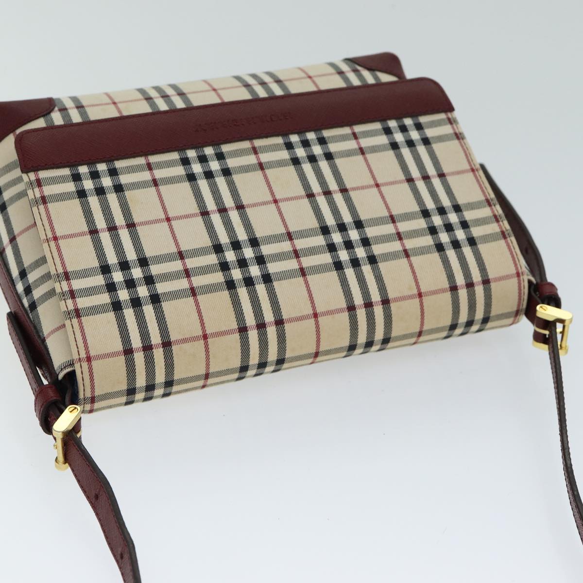 BURBERRY Nova Check Shoulder Bag Canvas Beige Auth yk13163