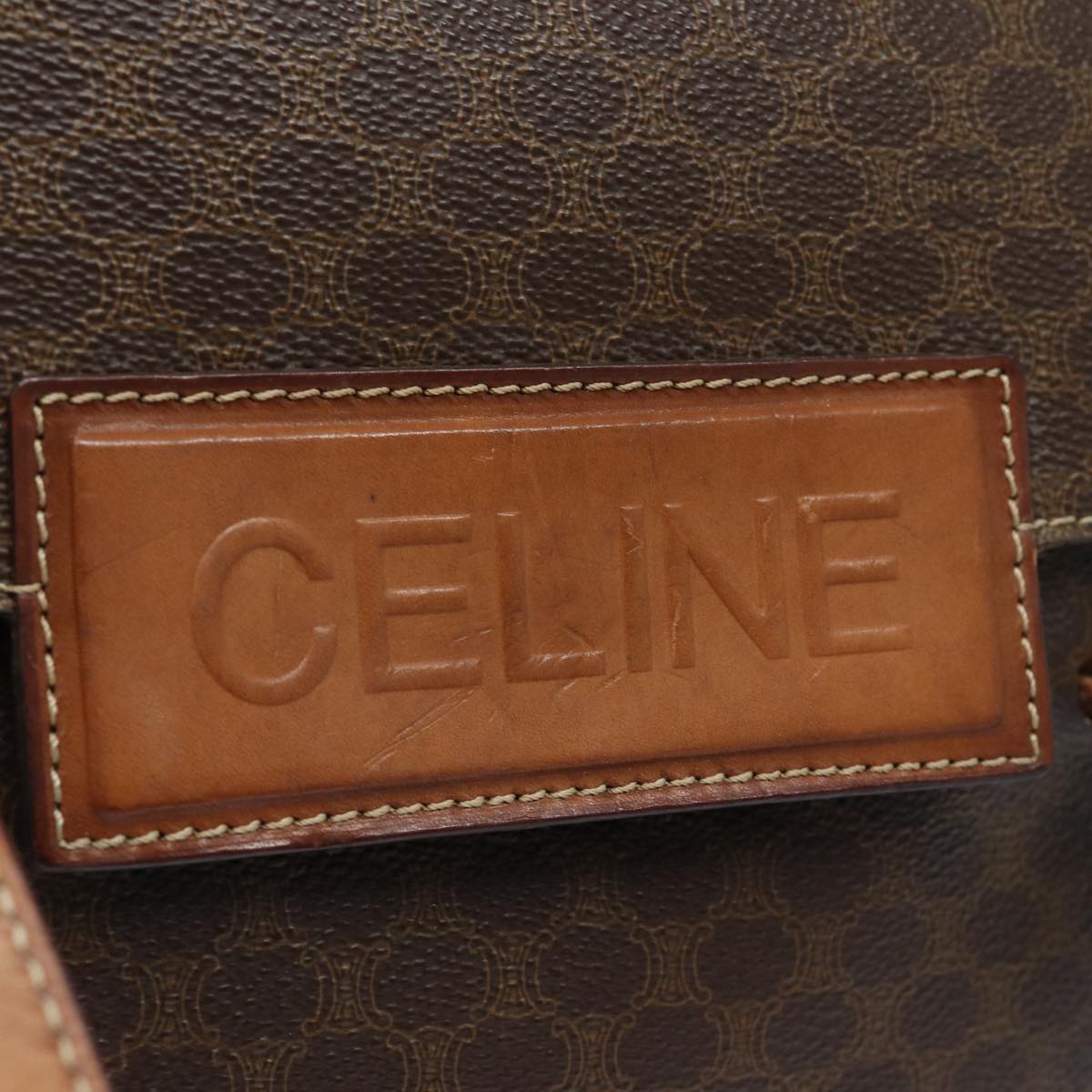 CELINE Macadam Canvas Shoulder Bag PVC Leather Brown Auth yk13171