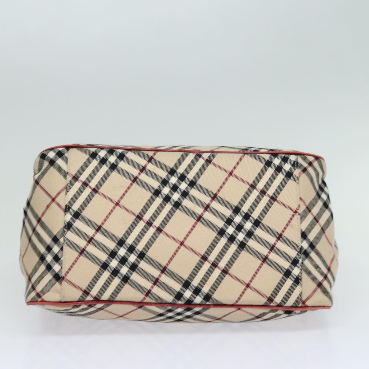 BURBERRY Nova Check Blue Label Hand Bag Canvas Beige Red Auth yk13174