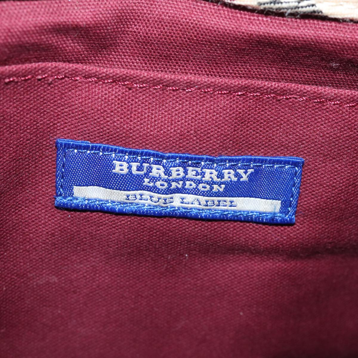 BURBERRY Nova Check Blue Label Hand Bag Canvas Beige Red Auth yk13174