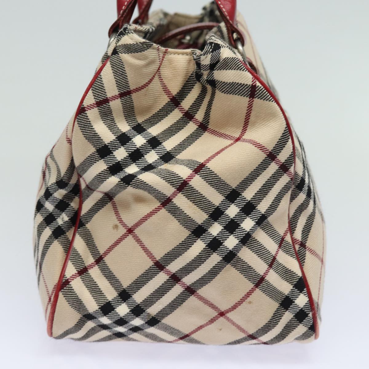 BURBERRY Nova Check Blue Label Hand Bag Canvas Beige Red Auth yk13174