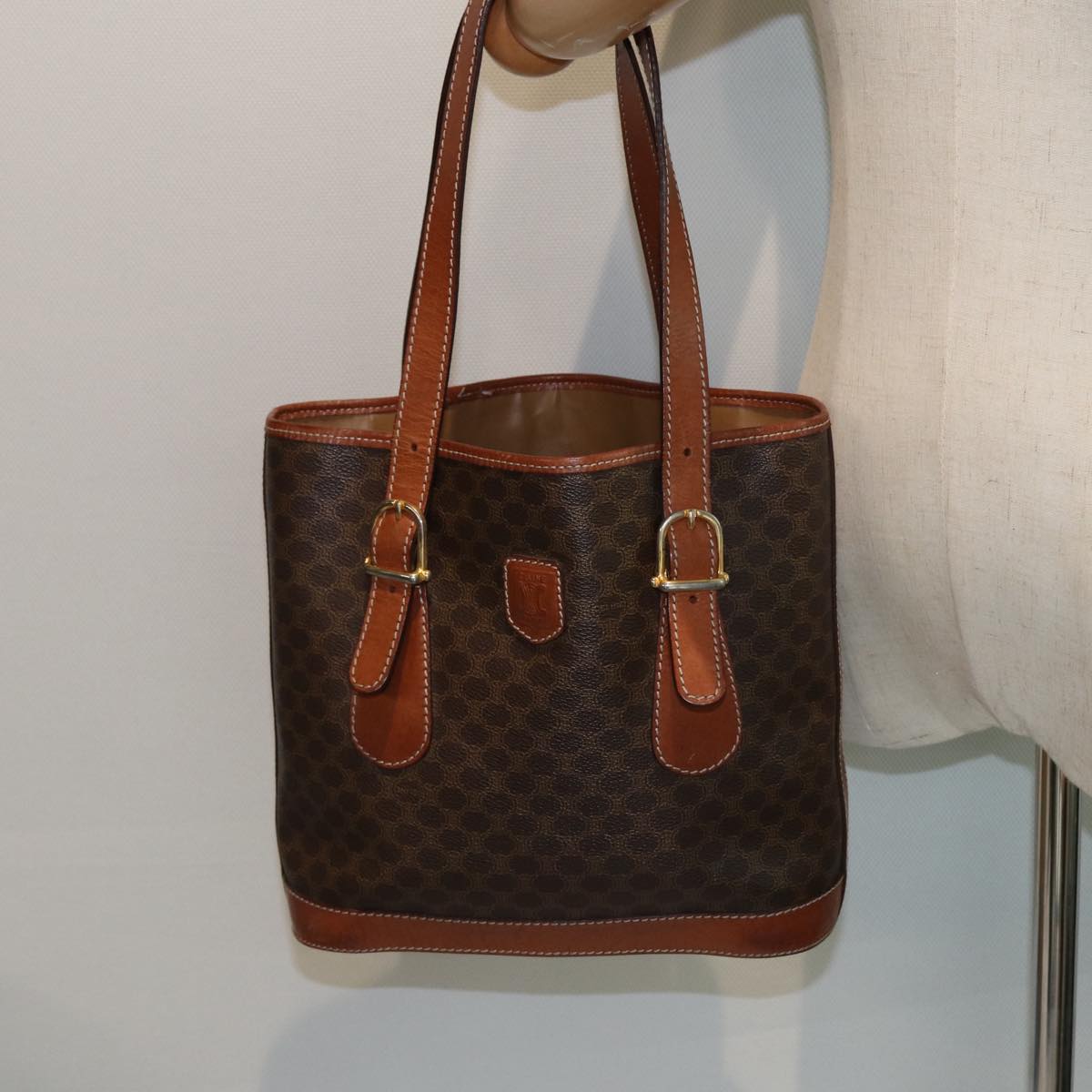 CELINE Macadam Canvas Tote Bag PVC Brown Auth yk13179