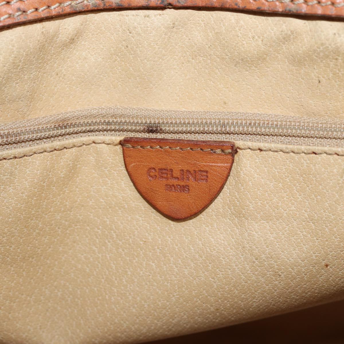 CELINE Macadam Canvas Hand Bag PVC Leather Brown Auth yk13181