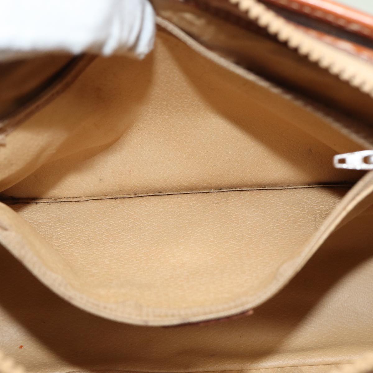 CELINE Macadam Canvas Hand Bag PVC Leather Brown Auth yk13181