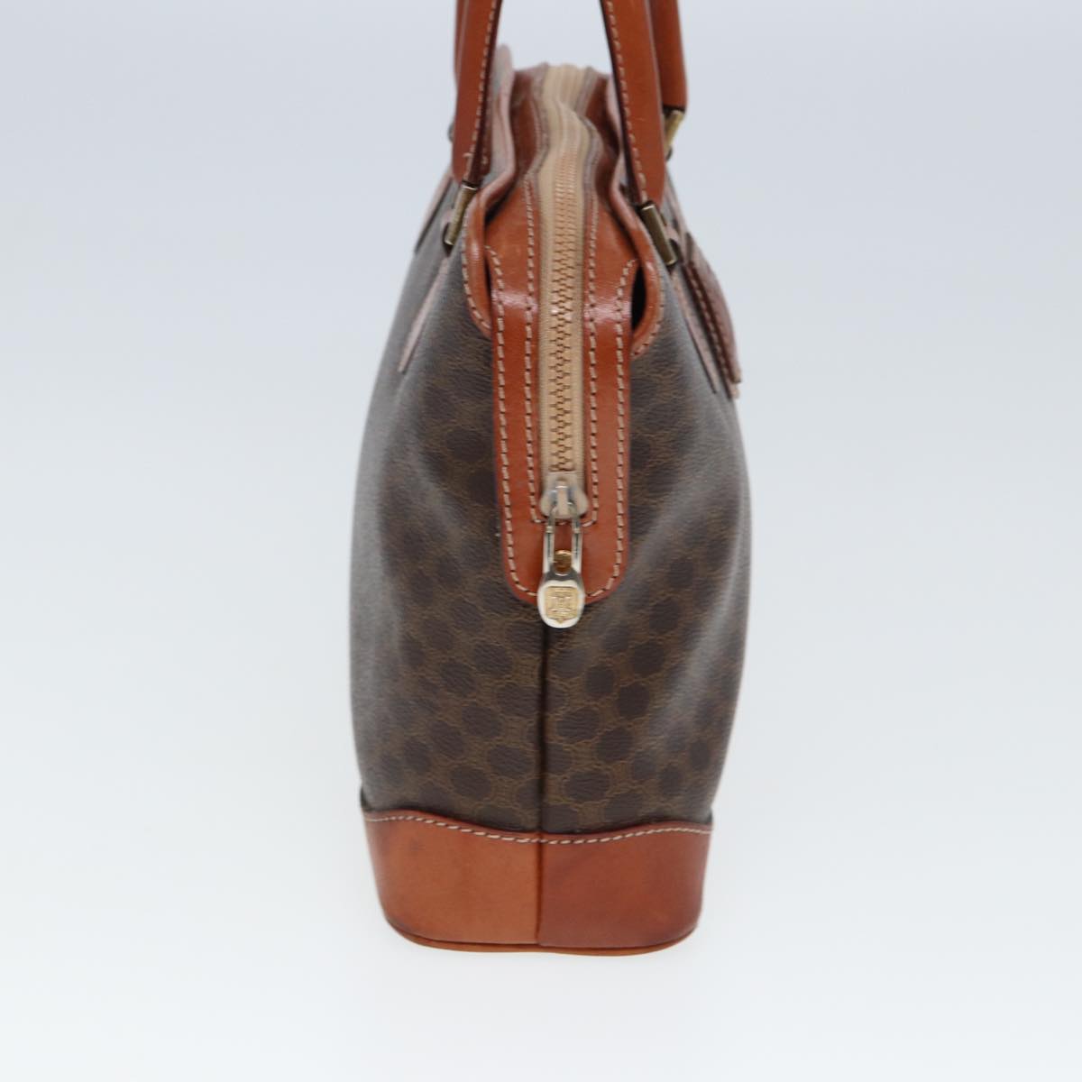 CELINE Macadam Canvas Hand Bag PVC Leather Brown Auth yk13181