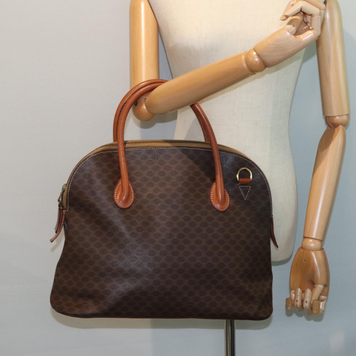 CELINE Macadam Canvas Hand Bag PVC Brown Auth yk13182