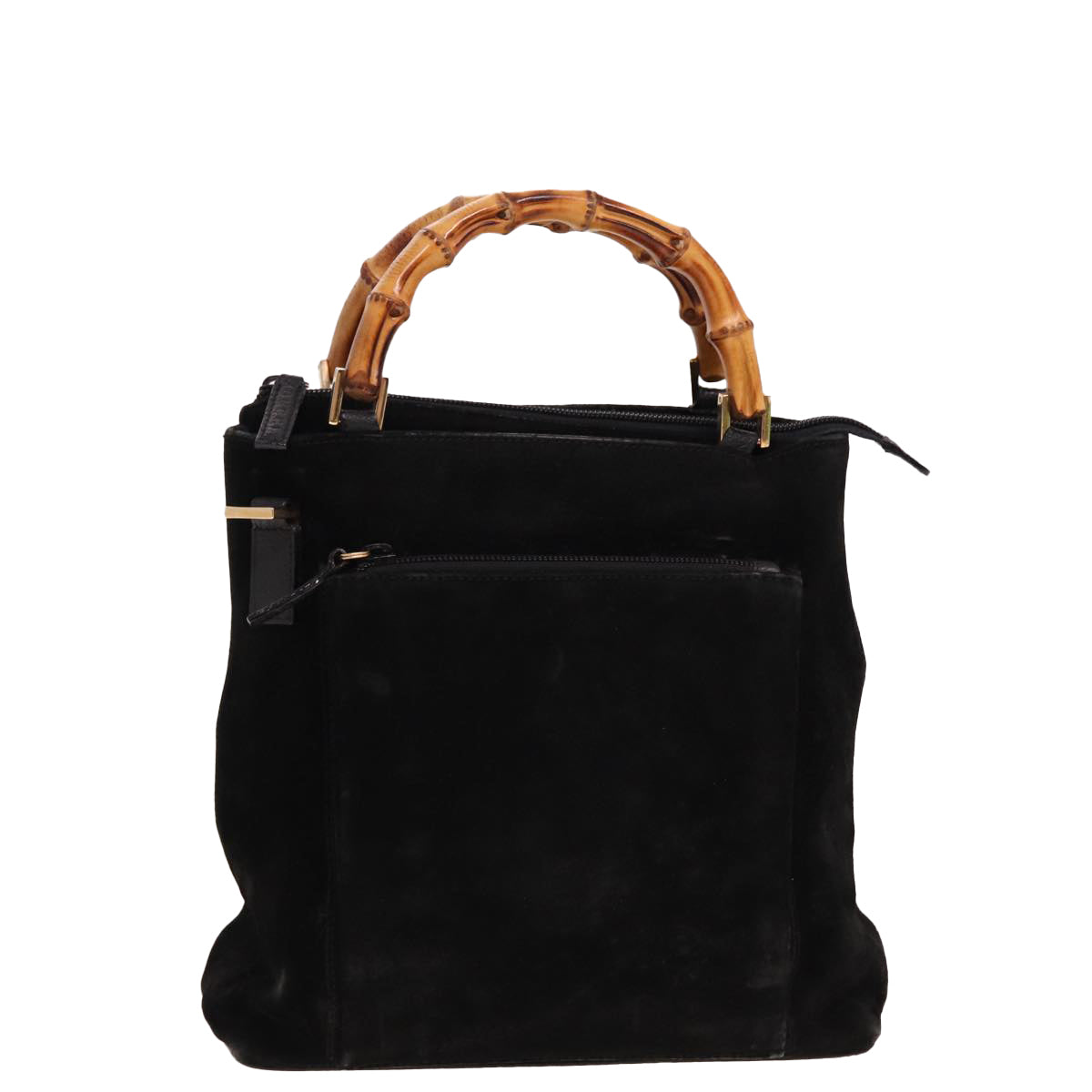 GUCCI Bamboo Hand Bag Suede Black 000 2265 0581 Auth yk13191