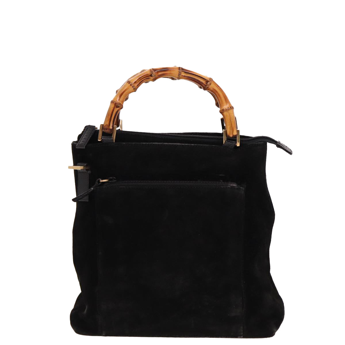 GUCCI Bamboo Hand Bag Suede Black 000 2265 0581 Auth yk13191