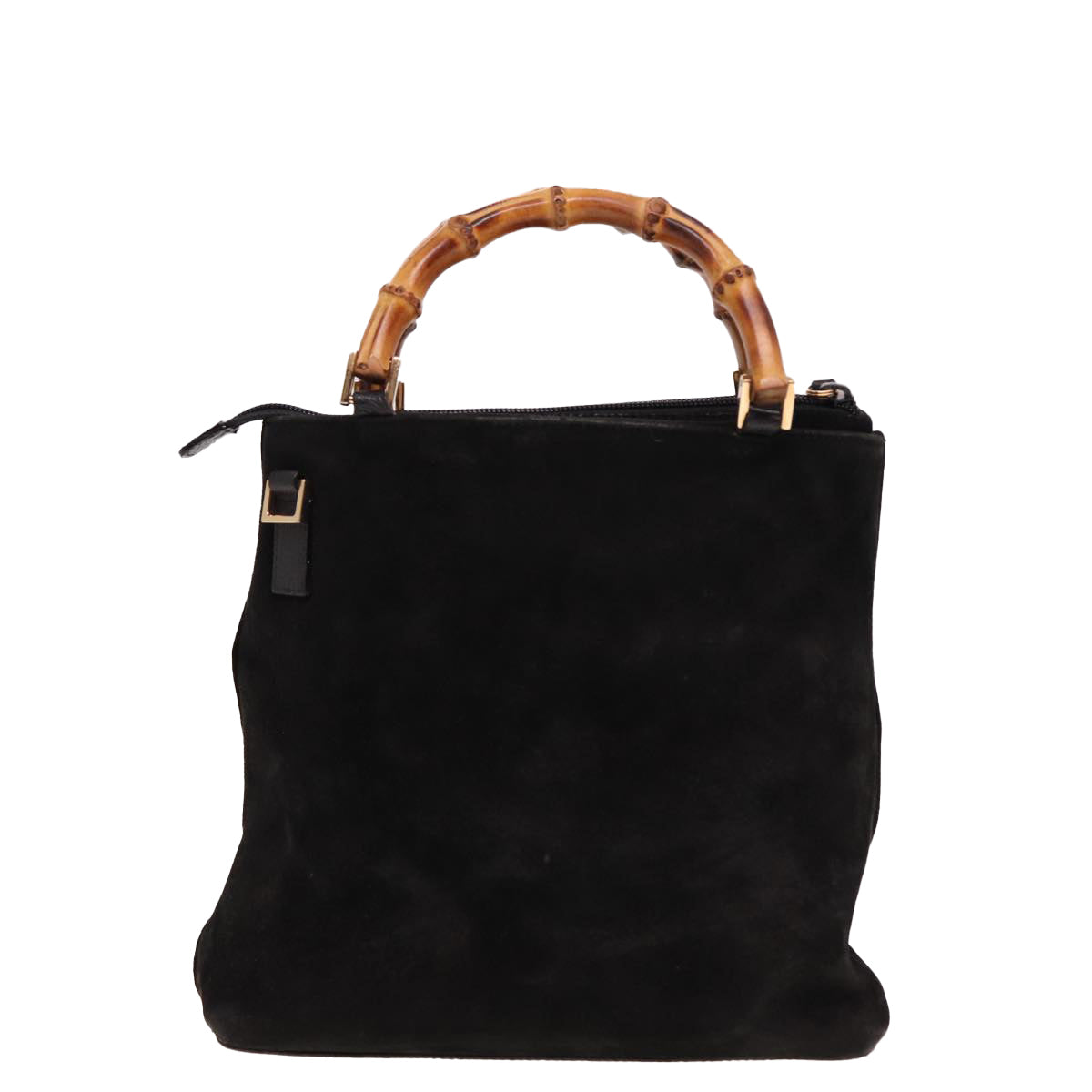 GUCCI Bamboo Hand Bag Suede Black 000 2265 0581 Auth yk13191