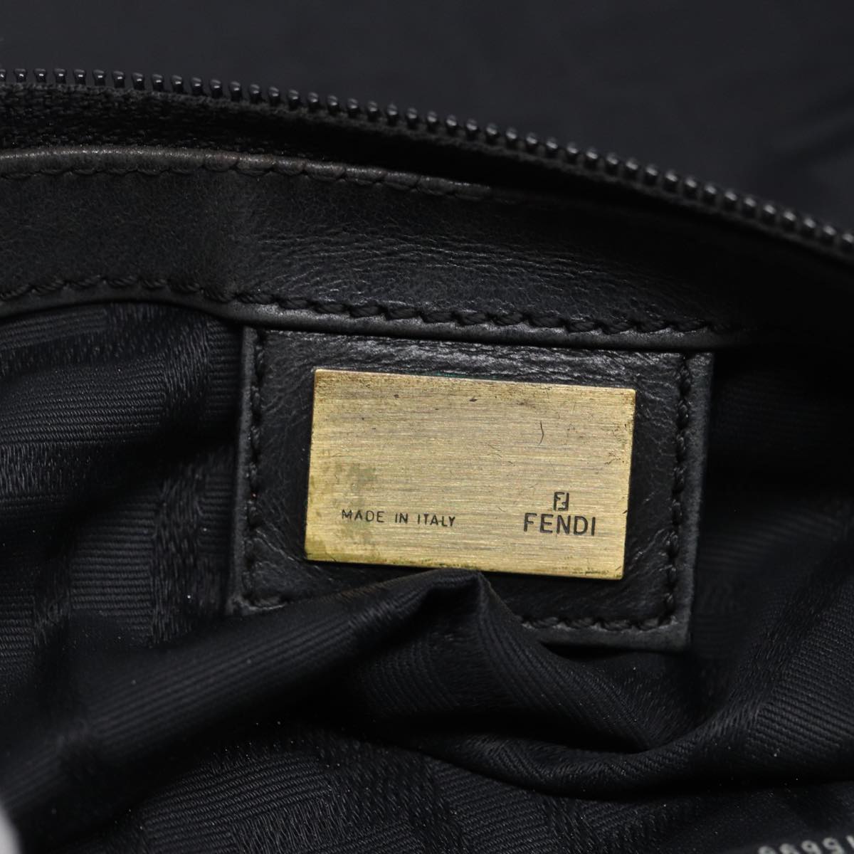 FENDI Zucca Canvas Shoulder Bag Black Auth yk13192