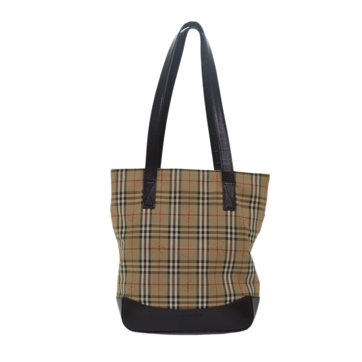 BURBERRY Nova Check Tote Bag Canvas Beige Auth yk13193 - 0