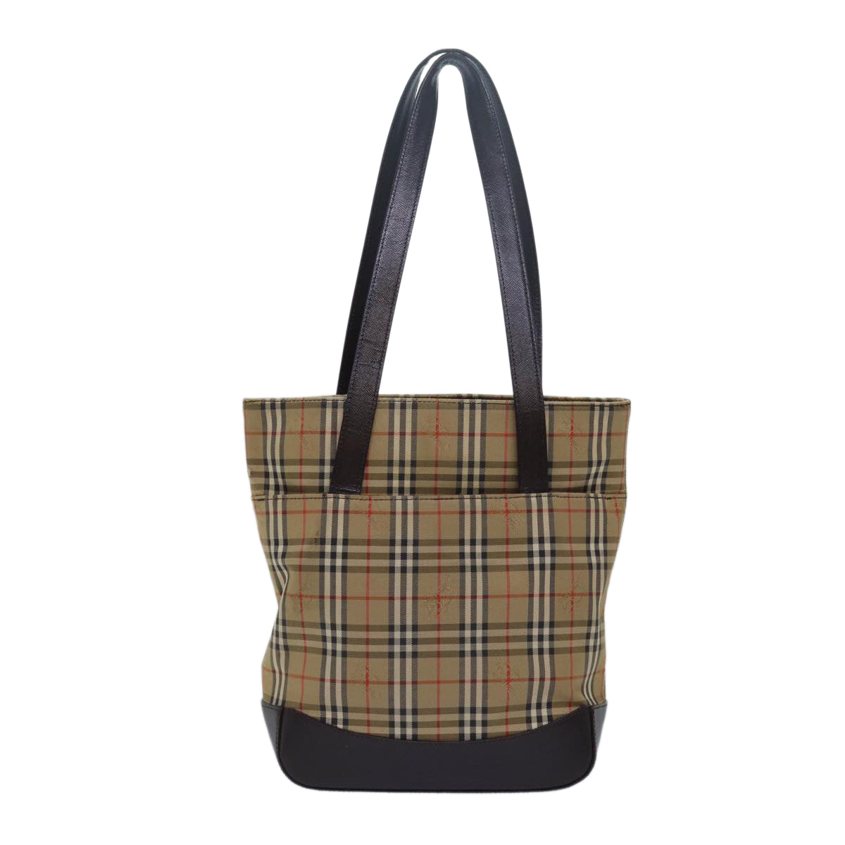 BURBERRY Nova Check Tote Bag Canvas Beige Auth yk13193