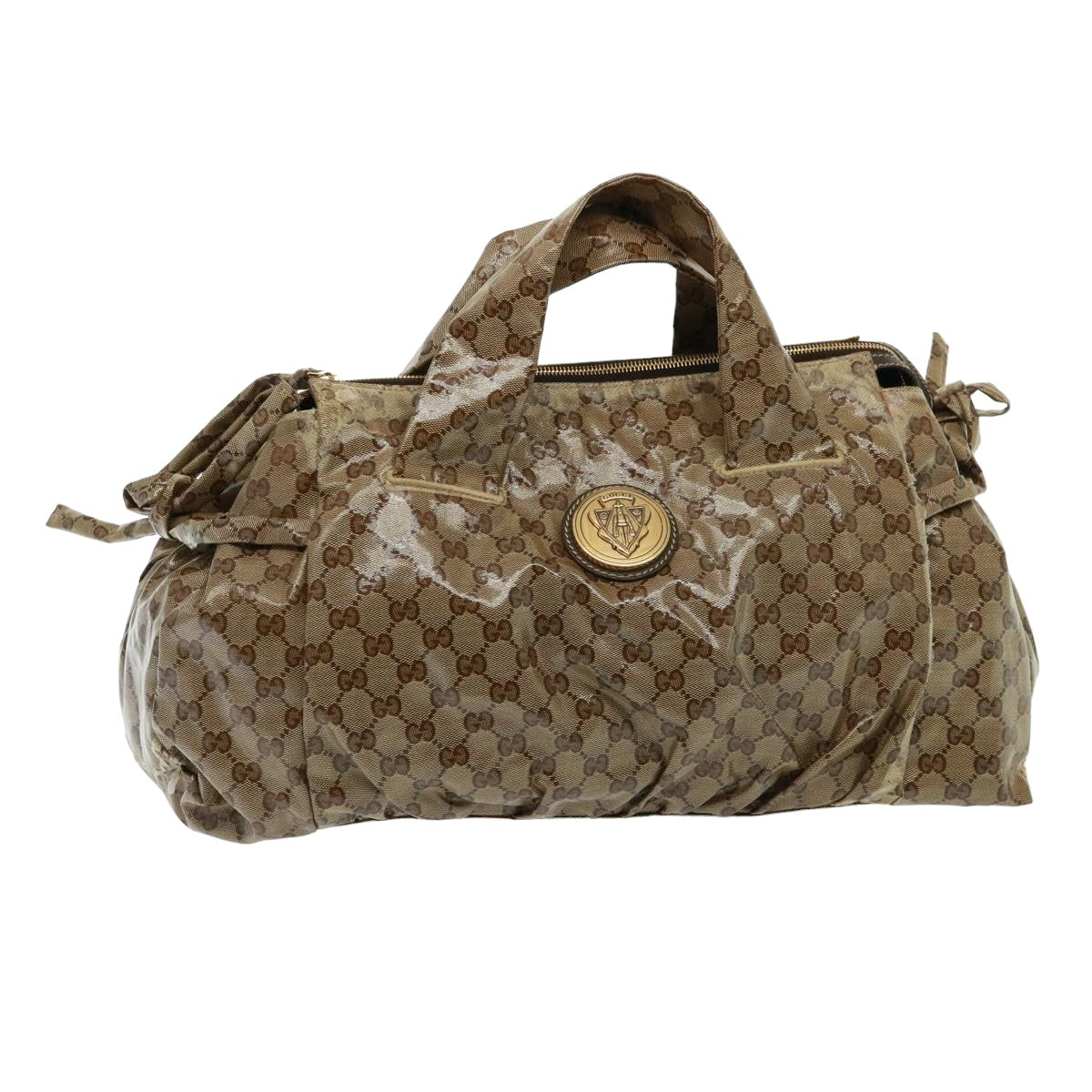 GUCCI GG Crystal Hand Bag Beige 197021 Auth yk13197