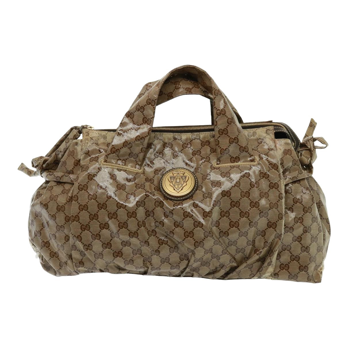 GUCCI GG Crystal Hand Bag Beige 197021 Auth yk13197