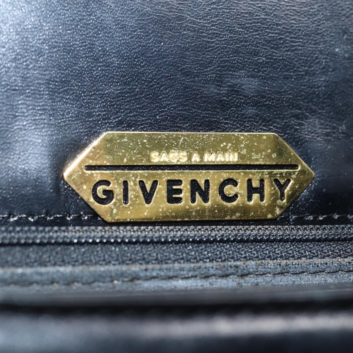 GIVENCHY Hand Bag Leather Black Auth yk13207