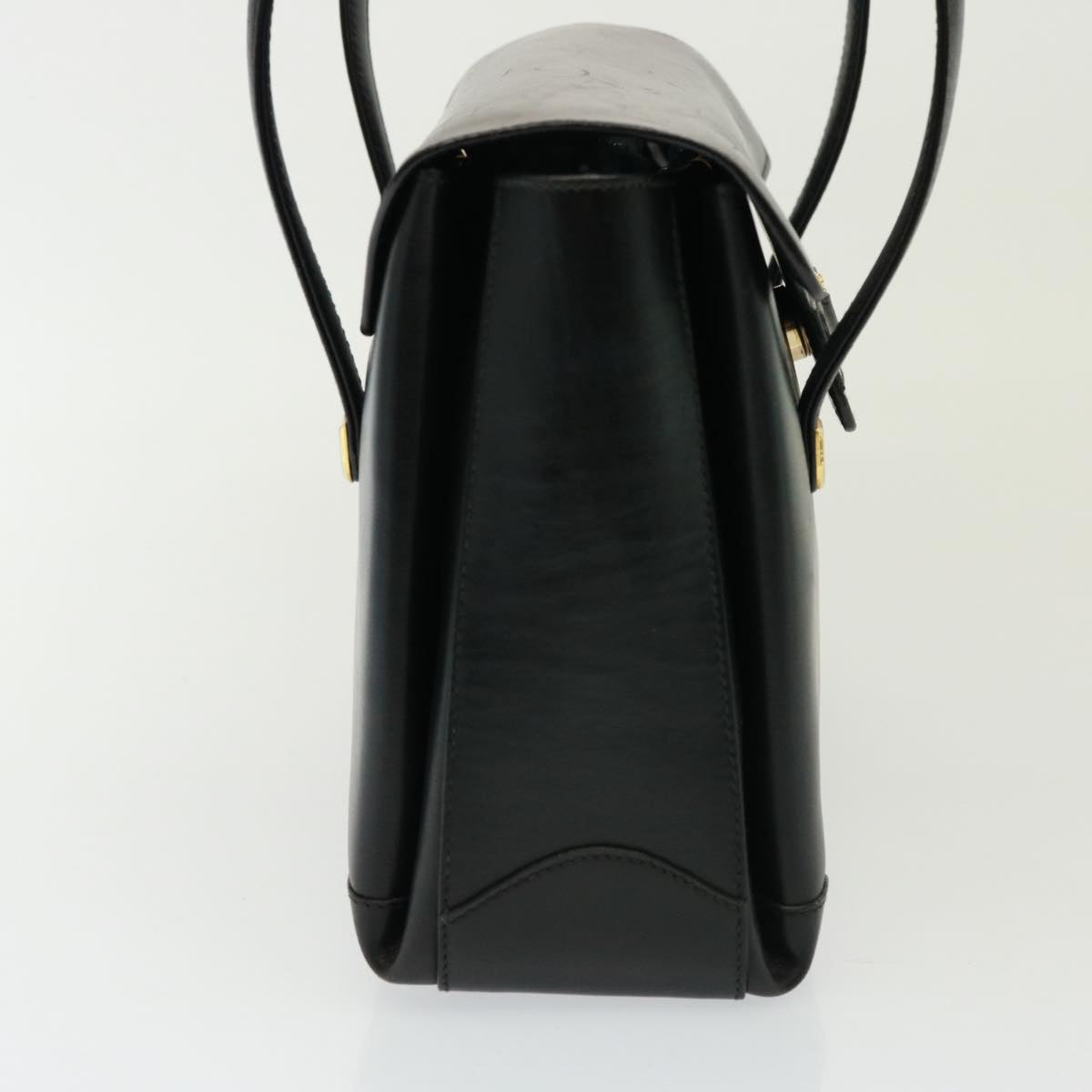 CELINE Hand Bag Leather Black Auth yk13208