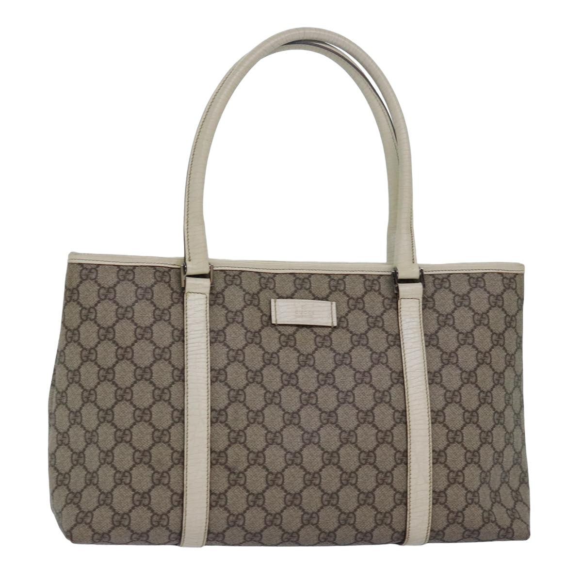 GUCCI GG Supreme Tote Bag PVC Leather Beige 114595 Auth yk13216