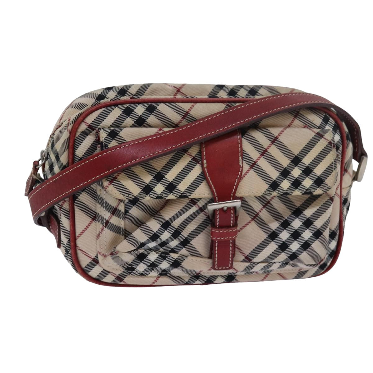 BURBERRY Nova Check Blue Label Shoulder Bag Nylon Beige Auth yk13226