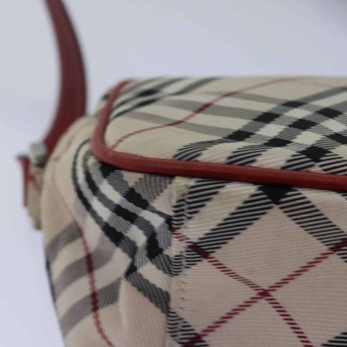 BURBERRY Nova Check Blue Label Shoulder Bag Nylon Beige Auth yk13226