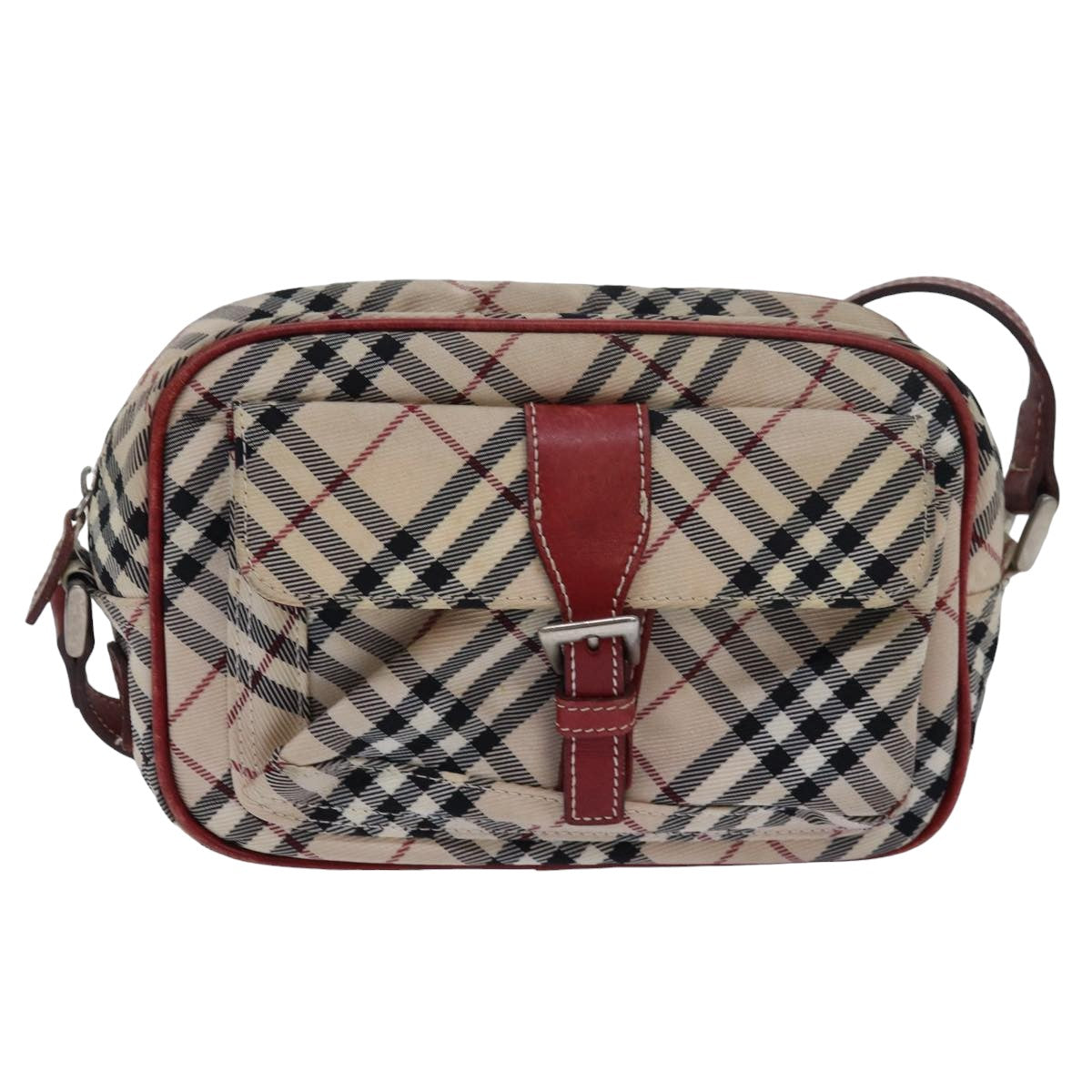 BURBERRY Nova Check Blue Label Shoulder Bag Nylon Beige Auth yk13226