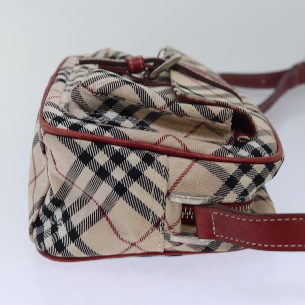 BURBERRY Nova Check Blue Label Shoulder Bag Nylon Beige Auth yk13226