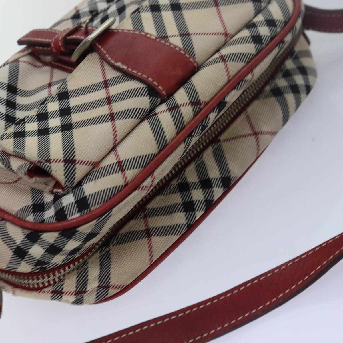 BURBERRY Nova Check Blue Label Shoulder Bag Nylon Beige Auth yk13226