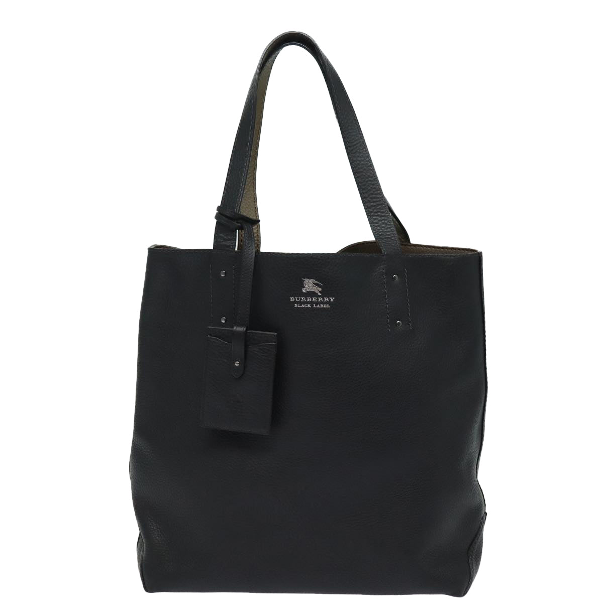 BURBERRY Black label Reversible Tote Bag Leather Black Auth yk13227